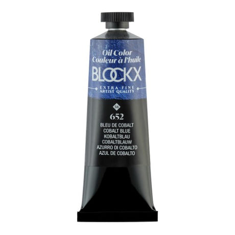 BLOCKX Oil Tube 35ml in Cobalt Blue, featuring vibrant color, transparent opacity, and smooth consistency for artists.