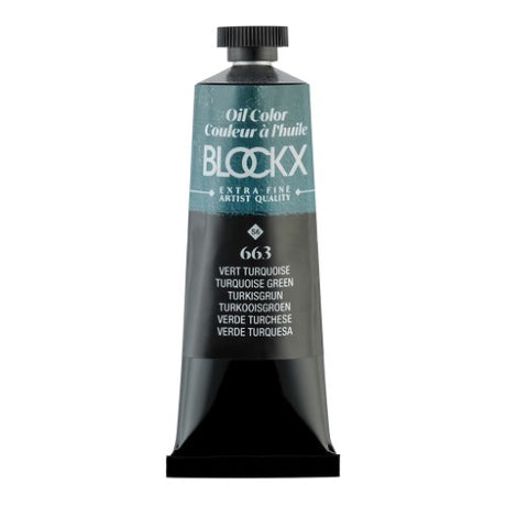 BLOCKX Oil Tube 35ml in Turquoise Green, vibrant and highly pigmented for superior mixing and application.