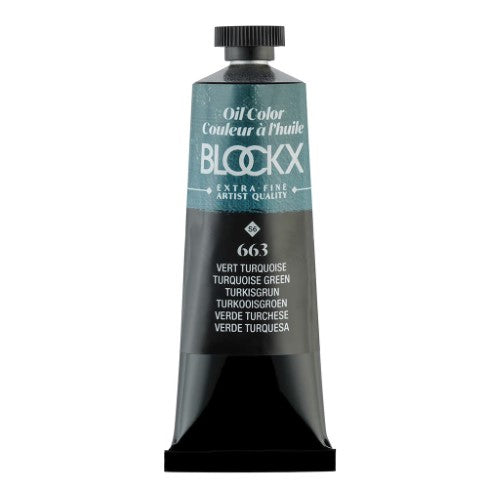 BLOCKX Oil Tube 35ml in Turquoise Green, vibrant and highly pigmented for superior mixing and application.
