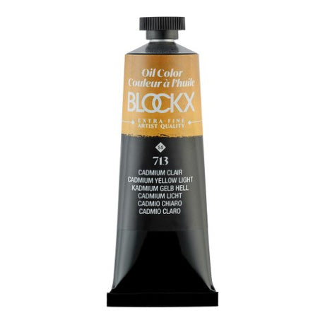 BLOCKX 35ml Oil Tube in Cadmium Yellow Light, vibrant single pigment paint for smooth application and brilliant color mixing.