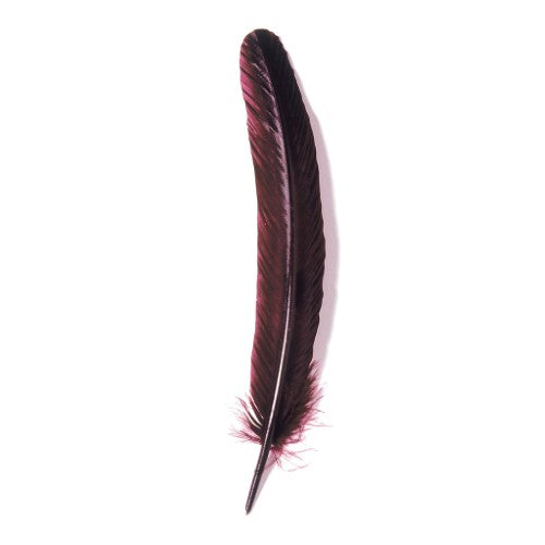 Elegant 28cm burgundy goose quill, perfect for calligraphy and traditional writing, blending luxury with history.