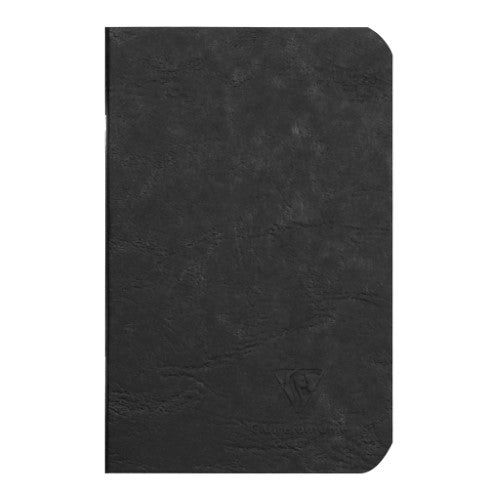 Pocket-sized black notebook with 96 blank sheets, ideal for notes and sketches on the go.