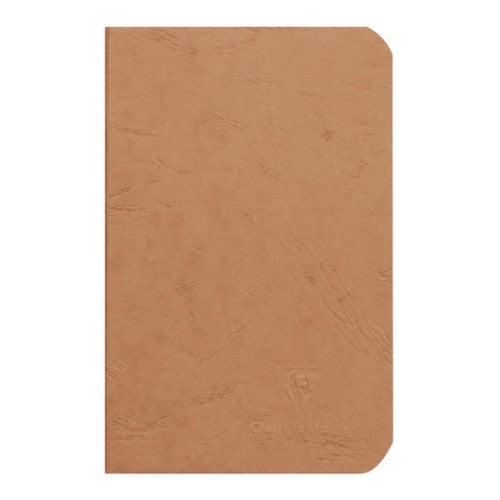 Tobacco-colored pocket notebook with 96 lined sheets, perfect for travel and creative writing adventures.