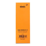 Rhodia Bloc Pad No. 8 in vibrant orange with 80 lined sheets, designed for smooth writing without bleed-through.