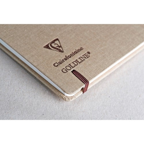 Goldline Album Natural A4 with fabric cover, elastic closure, and customizable design for artists and scrapbookers.