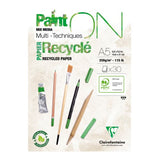 A5 PaintON recycled paper pad with 30 extra white sheets for versatile dry and wet techniques, 250gsm. Eco-friendly craft essential.