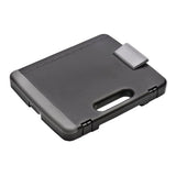 Large black OSC Storage Clipboard with compartments for documents, tablets, and stationery, featuring a secure clip and rulers.