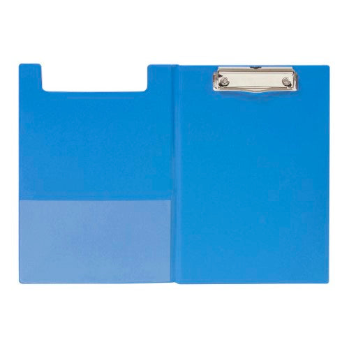 Durable blue A5 clipboard with double-sided design and inside pocket for efficient document management.