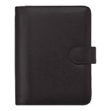 Debden Personal Dayplanner in black with snap closure, featuring undated pages and storage pocket for organized planning.