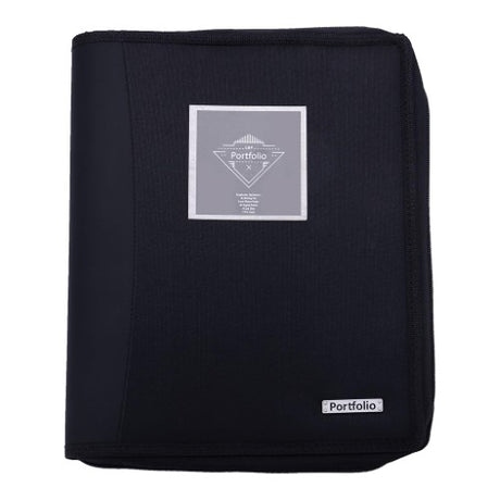 Black OSC Portfolio A4 with zip closure and 25mm 2-ring binder, perfect for organizing documents and presentations.