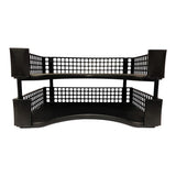Black stackable document trays for A4 files, featuring durable polypropylene and snap hinges for easy assembly. Pack of 2.