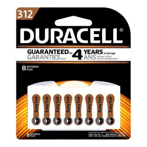 Duracell Hearing Aid 312 Battery Pack of 8