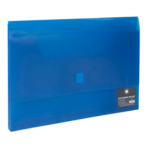 Blue OSC Document Wallet with Velcro closure, expandable gusset, water-resistant, perfect for professional document storage.