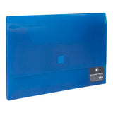 Blue OSC Document Wallet with Velcro closure, expandable gusset, water-resistant, perfect for professional document storage.