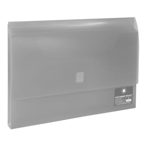 Clear OSC Document Wallet with Velcro closure, expandable gusset, and water-resistant polypropylene for document protection.