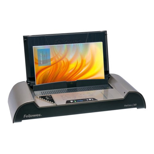 Fellowes Helios 60 Thermal Binding Machine binding documents up to 600 sheets with user-friendly LED interface and safety features.