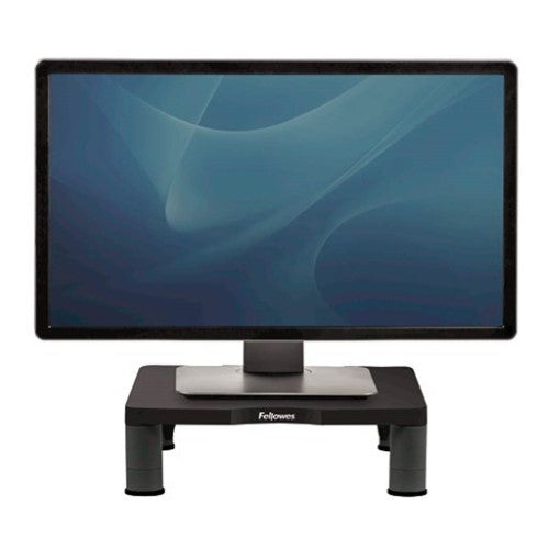 Fellowes Standard Monitor Riser elevates monitors for ergonomic comfort, adjusts to 3 heights, supports up to 36kg.