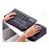 Fellowes PlushTouch Keyboard Wrist Rest in black, featuring FoamFusion Technology and Microban for ultimate comfort and hygiene.