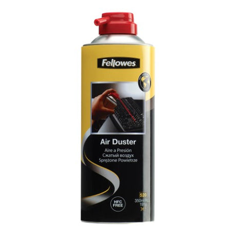 Fellowes Air Duster 350ml HFC Free, eco-friendly air cleaner for electronics, removes dust from hard-to-reach areas.