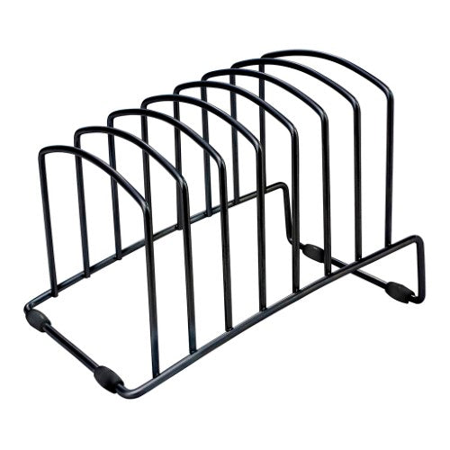 U-shaped black file rack with 7 slots for organizing documents, folders, and magazines securely and neatly.