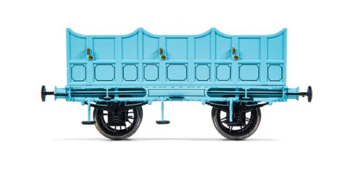 Intricately detailed blue model of the LM&R 3rd Class Coach, complete with chain couplings for rail enthusiasts.
