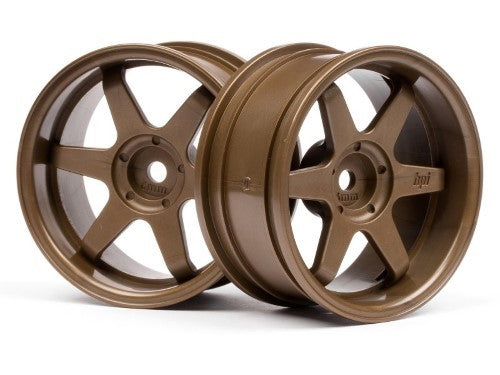 TE37 26mm Bronze wheels for RC cars, designed for style and performance with a 6mm offset and durable nylon construction.