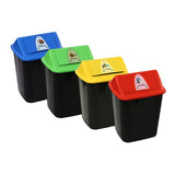 Italplast greenR 32L Waste Bin with black body and red lid, made from recycled materials for eco-friendly waste management.