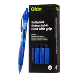 Icon Ballpoint Retractable Pen with Grip Medium Blue (Pack of 10)