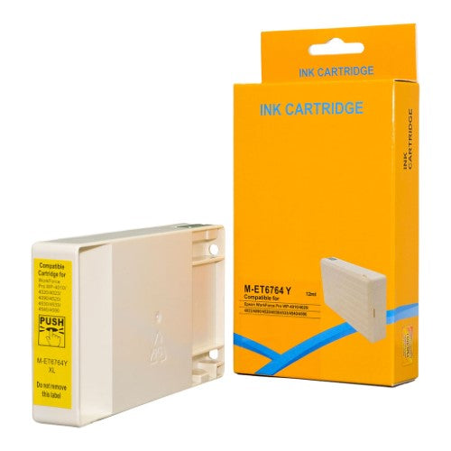 Icon Compatible Epson 676XL yellow ink cartridge for vibrant prints, yields up to 1,200 pages, compatible with various Epson printers.