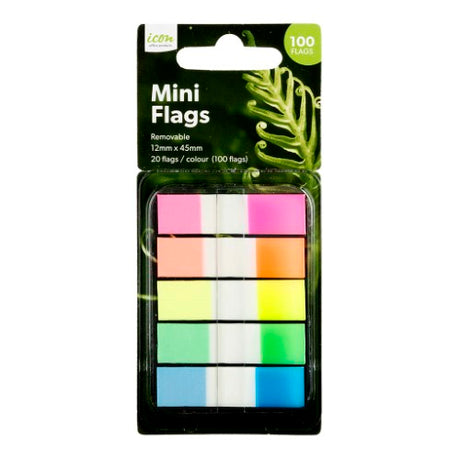 Vibrant pack of 5 self-adhesive mini flags for marking and highlighting vital information in planners and notebooks.