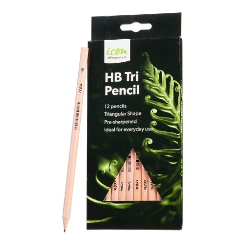 Icon HB Pencil Triangular Natural, Pack of 12