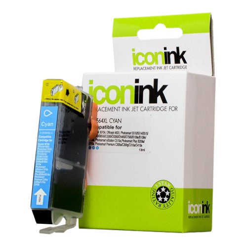 Icon Compatible HP 564 Cyan XL Ink Cartridge, high-yield for vibrant prints, 750 pages, easy to install, compatible with many HP printers.