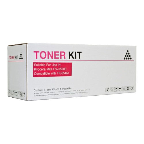 Icon Compatible Kyocera TK554 Magenta Toner Cartridge for vibrant prints, yields up to 6,000 pages, easy installation.