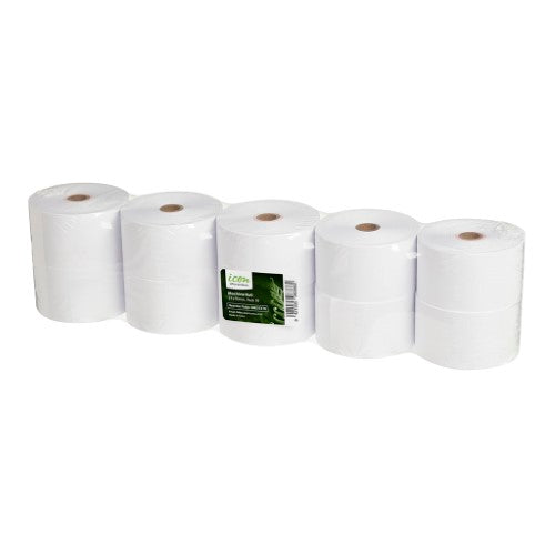 Pack of 10 high-quality 37x70mm paper rolls for EFTPOS, cash registers, providing clear, long-lasting transaction prints.