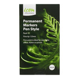 Icon Permanent Marker Pen Style Black (Pack of 12)