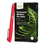 Icon Permanent Marker Pen Style Red (Pack of 12)