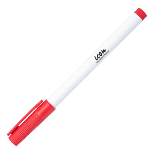 Icon Whiteboard Marker Slim Barrel Fine Tip Red (Pack of 12)