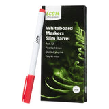 Icon Whiteboard Marker Slim Barrel Fine Tip Red (Pack of 12)