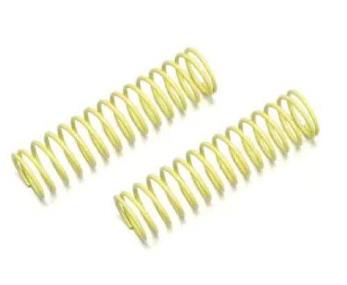 Vibrant yellow long springs designed for Kyosho zFR models, enhancing RC car handling and stability for optimal performance.