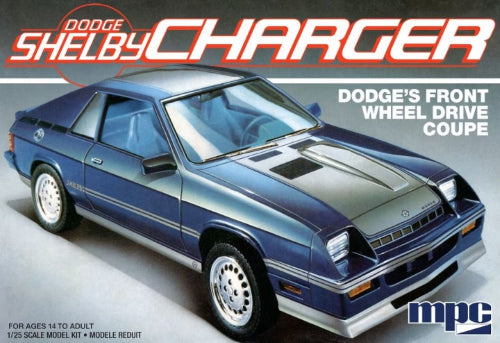 Detailed 1/25 scale model kit of the iconic '86 Dodge Shelby Charger, perfect for collectors and hobbyists.