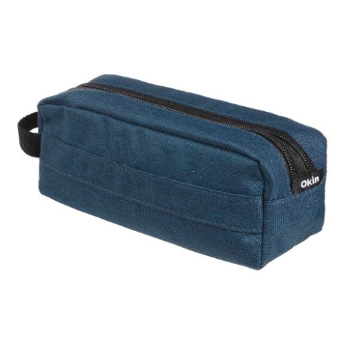 Supply Co Pencil Case Barrel 2 Zip Dark Blue 22x8x8cm