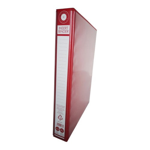 Red OSC Insert Binder A4 with 4D 25mm rings, holds 200 sheets, made from recycled materials, ideal for organizing documents.