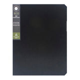 OSC Eco Display Book A4 in black, featuring 20 eco-friendly pockets and a spine insert for easy labeling.