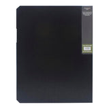 OSC Eco Display Book A4 in black with 20 clear pockets made from recycled materials for stylish document organization.