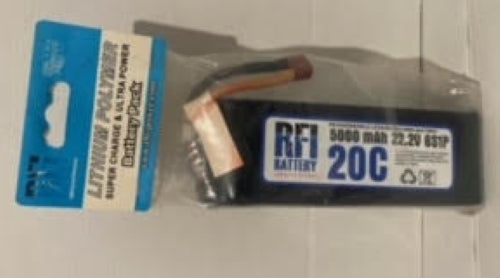 Li-Po 22.2V 5000mAh 6S battery, lightweight, high-capacity for drones and RC cars with 20-50C discharge rate.