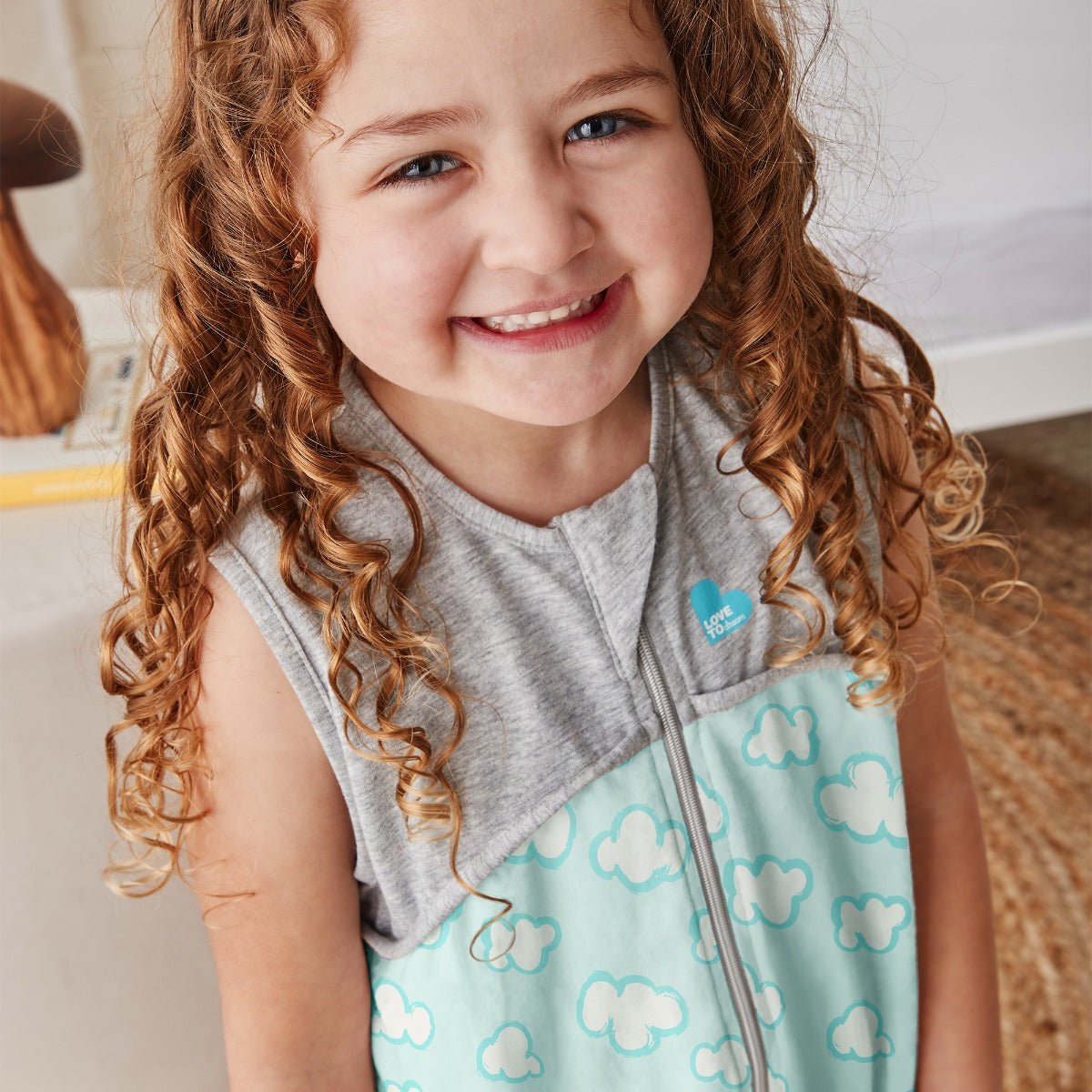 Love to Dream Sleep Bag Organic Lite 0.2 TOG - Clouds Turquoise - 6-18 months
