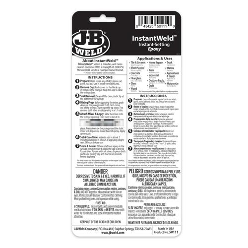 INSTANT WELD CLEAR INSTANT SETTING EPOXY 25ML - JB WELD