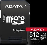 ADATA High Endurance microSDXC UHS-I U3 A2 V30 Card with Adapter 512GB