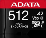 ADATA High Endurance microSDXC UHS-I U3 A2 V30 Card with Adapter 512GB