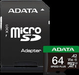 ADATA Speed Plus microSDXC UHS-I U3 A2 V30 Card with Adapter 64GB